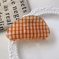 Orange and white checkered acrylic claw clip with subtle golden glitter accents - About 8x4 / Plaid Orange
