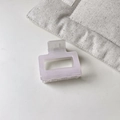 Macro detail of lavender jelly resin hair claw clip with a minimal metal spring design - Small Square / Small Square White