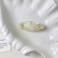 Pale yellow butterfly hair clip with rhinestones and pearlescent finish - Rainbow