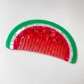Pettine per capelli a denti larghi in acetato di cellulosa con design a anguria - 12,4 cm x 6 cm / Stile Anguria