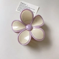 Charming purple and cream flower claw clip hair accessory for elegant styling - Apricot With Pink Trim
