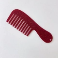 Portable wide-tooth hair comb keychain in semi-transparent red glitter finish - 5# Glitter Red