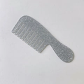 Portable wide tooth mini hair comb keychain with sparkling silver glitter finish - 6# Glitter Gray
