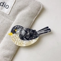 Fermaglio per capelli a forma di uccello in acetato con motivo marmorizzato nero e bianco - Fermaglio a Becco d'Anatra Uccello Nero