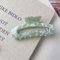 Large green marble acetate hair claw clip for women on a vintage style book background - 6#Green