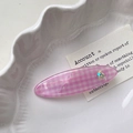 Rosa karierte ovale Haarspange mit funkelndem Herz-Strassstein für Mädchen - Rosa Gingham Oval-Clip