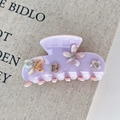 Pinza per capelli lavanda in acetato con fiocco sfumato e dettagli di strass - 2# Viola