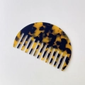 Vintage tortoiseshell patterned half-moon acetate wide-tooth comb for anti-static hair styling - Leopard Print
