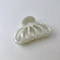 Elegant pearl white hollow pumpkin hair claw clip with marble texture acetate finish - White