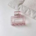 Minimalist jelly pink square hair claw clip in translucent acrylic with metal spring - Small Square / Small Square Transparent Pink