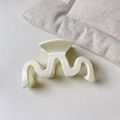 Large cream wave-shaped jelly hair claw clip with a glossy finish for elegant styling - Rick Morty McDonald White