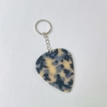 Guitar pick keychain with marble texture acrylic and silver metal ring for bags - Light Leopard With Silver Buckle