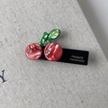 Cute cherry shaped hair clip with sparkling rhinestones and red glossy finish - Cherry