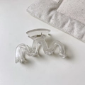 Minimalist large transparent jelly hair claw clip with elegant wave design for women - M-Wave Style / M-Shape Transparent White