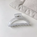 Minimalist clear jelly square hair claw clip with silver spring on white background - Fan / Fan White