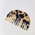 Half-moon tortoise shell acetate hair comb with wide teeth for anti-static styling - Light Leopard