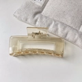 Minimalist jelly amber square hair claw clip for women with a transparent finish - Large Rectangle