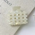 Chic cream white marble texture acetate square hollow hair claw clip for women - White