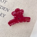 Elegante dieprode bloem haarklem van acetaat met gouden France Handmade logo gravure - Rood