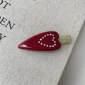 Detalle de una pinza de pelo de corazón en acetato burdeos con 14 cristales de colores - Rojo