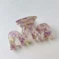 Pinza per capelli minimalista con motivo marmorizzato viola e giallo e design a onde - Forma M Rosa