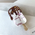Detailed view of ice cream shaped acetate hair claw with chocolate glaze and sprinkles - Chocolate Style (2#)