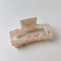 Pinza per capelli rettangolare con motivo marmo rosa su base crema per acconciature - Rettangolare Rosa