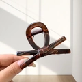 Pinza per capelli a guscio di tartaruga marrone con fiocco spesso e finitura lucida - Piccolo / Ambra Brillante