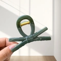 Thickened dark green bow-shaped claw clip with a glossy finish for elegant hair styling - Small / Bright Green