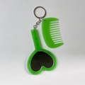 Porte-clés miroir en forme de cœur vert et mini peigne pour sacs à main - Vert