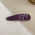 Purple waterdrop acetate hair clip with a translucent bow and gold handmade lettering - Purple
