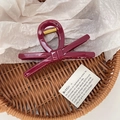 Elegant burgundy oversized bow hair claw clip with a glossy finish and gold spring - Large / Burgundy