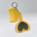 Ensemble porte-clés miroir cœur et peigne jaune vif pour accessoire de sac - Orange