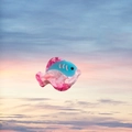 Pince à cheveux en forme de poisson en acétate marbré bleu et rose poli et brillant - Poisson Bleu Violet