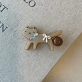 Pinza para el pelo con forma de gato en acetato caqui y collar de piedras finas - Estilo Gato Café