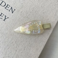 Elegante pinza para el pelo corazón de acetato champán con brillantes strass - Blanco Transparente