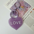 Translucent purple heart-shaped love keychain with matching plastic lobster clasp - 1# Purple