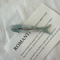 Blue marble acetate fish hair clip with rhinestone eye and metal duckbill grip - Marbled Blue