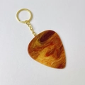 Amber marble texture resin guitar pick keychain with gold glitter and metal ring - Brown Yellow With Gold Buckle