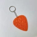 Orange marble textured acrylic guitar pick keychain with silver metal link chain - Orange Red With Silver Buckle