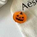 Mini pince à cheveux citrouille d'Halloween en acrylique orange avec paillettes dorées - Tête de Citrouille