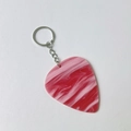 Guitar pick keychain in vibrant red and pink marble texture acrylic with silver ring - Texture Pink With Silver Buckle