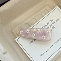 Pale pink jelly flower hair clip with pearl sheen and gold bead accents in Korean style - Pink