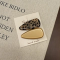 Set van druppelvormige acetaat haarklemmen met luipaardprint en amberkleurige finish - Geel Koffie Schildpad Set - Grote Driehoek