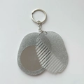 Silver glitter mirror and comb keychain pendant with metallic ring for bag accessories - 5.9cmx4.7cm / Glittery Grey
