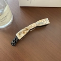 Elegant marble pattern banana hair clip in cream acetate on a wooden surface - 1# Apricot Marble
