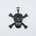 Collier pendentif tête de mort pour homme avec strass noirs et lunettes de soleil étoile - Crâne Lunettes Étoile Strass Noir (Pendentif Uniquement)