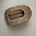Glossy chocolate brown polka dot oval hair claw clip for women's elegant hairstyle - Oval / Light Coffee