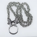 Men's punk viking necklace featuring dual ram heads pendant and Byzantine chain - Goat Head Ring Bypass Woven Chain Only (Without Pendant)