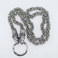 Collier chaîne byzantine en acier titane pour hommes avec têtes de loup viking et anneau - Chaîne Byzantine Tête de Loup (Sans Pendentif)